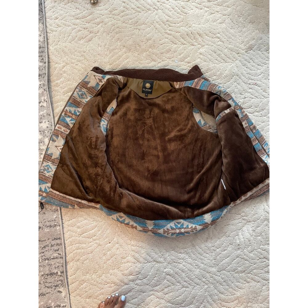 Platini XL Southwestern Aztec Faux Shearling Lined Vest Western Ranch - Picture 4 of 6